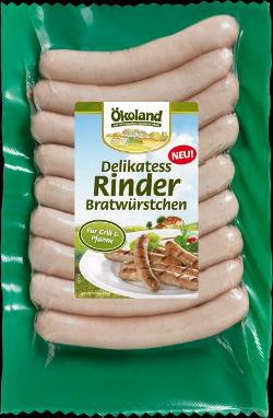 Produktfoto zu VPE Delikatess-Rinderbratwürstchen 6x180g (6x9 Stück) Ökoland