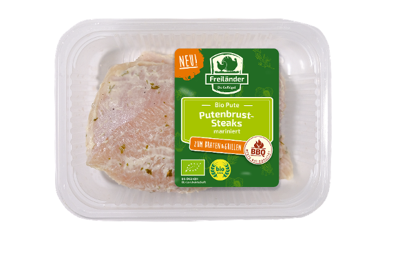 Produktfoto zu Putenbruststeak Joghurt Knoblauch 350g Freiländer Bio-Geflügel