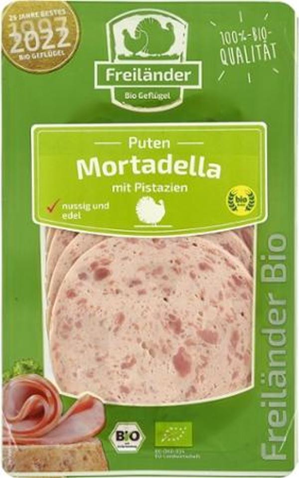 Produktfoto zu VPE Puten Mortadella mit Pistazien 3x80g Freiland Bio Geflügel