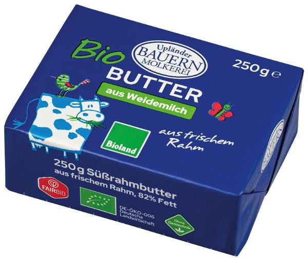 Produktfoto zu VPE Süßrahmbutter 16x250g Upländer Bauernmolkerei