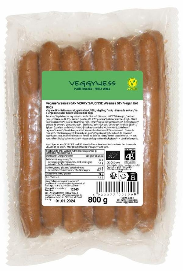 Produktfoto zu Vegane Weenies 6 Stück (800g)  Veggyness