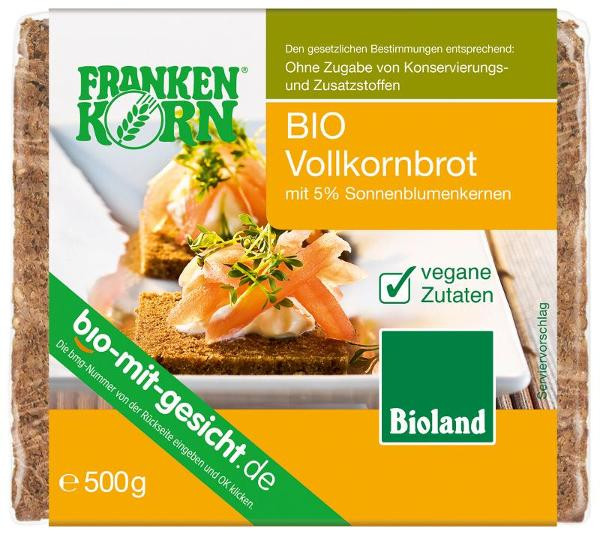 Produktfoto zu VPE Vollkornbrot mit Sonnenblumenkernen 6x500g Frankenkorn