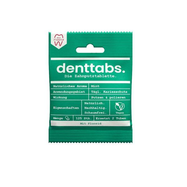 Produktfoto zu VPE DENTtabs mit Fluorid 10x125 Stück in der Papiertüte