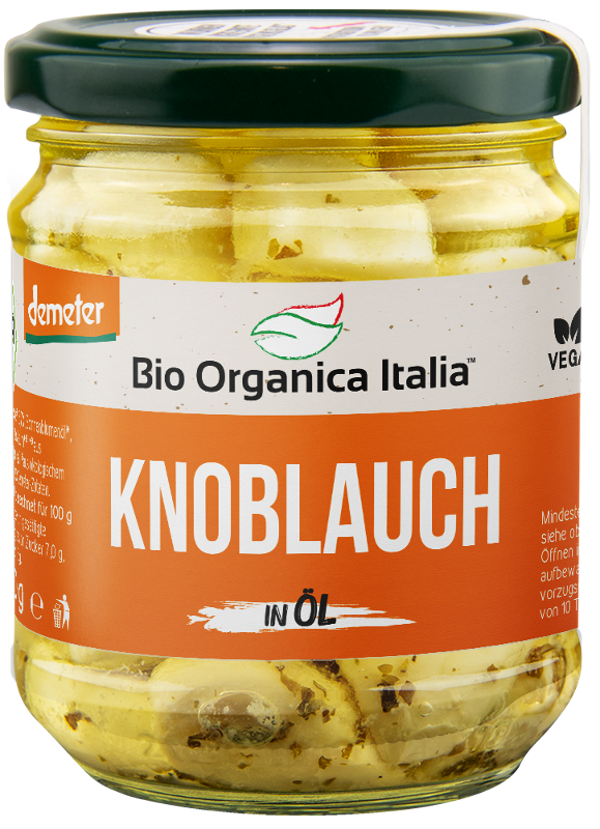 Produktfoto zu Marinierter Knoblauch in Olivenöl 190g Bio Organica Italia