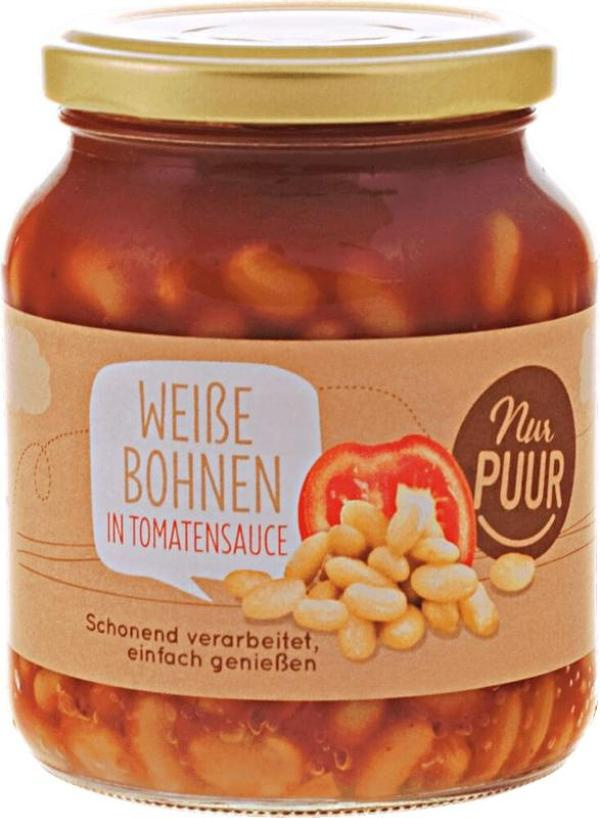 Produktfoto zu VPE Weiße Bohnen in Tomatensauce 6x350g Nur Puur