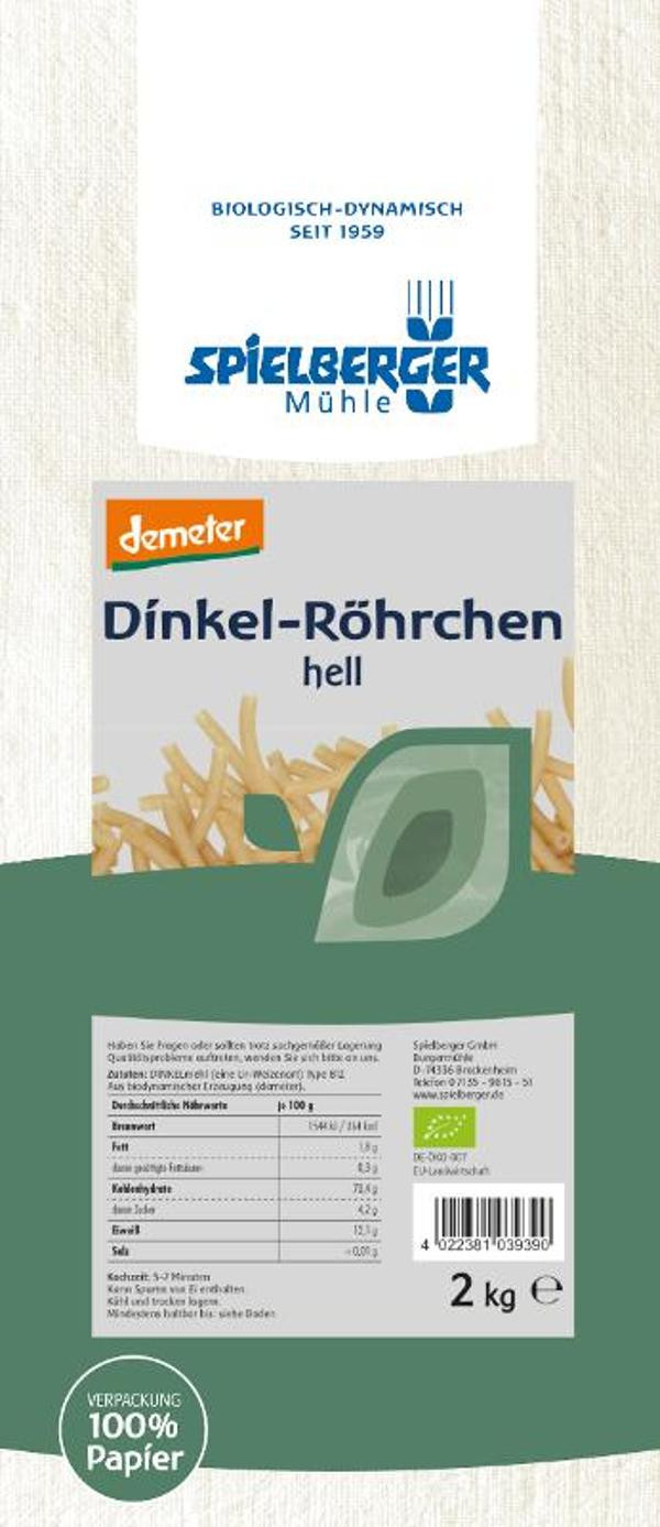 Produktfoto zu Dinkel Röhrchen hell 2 kg Spielberger