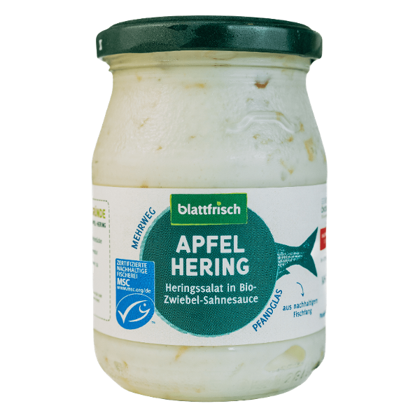 Produktfoto zu Apfel Hering in Zwiebel Sahnesauce 250g blattfrisch