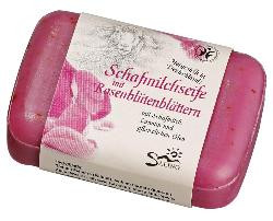 Produktfoto zu Schafmilchseife Rosenblütenblatter Pink 100g Saling Naturprodukte