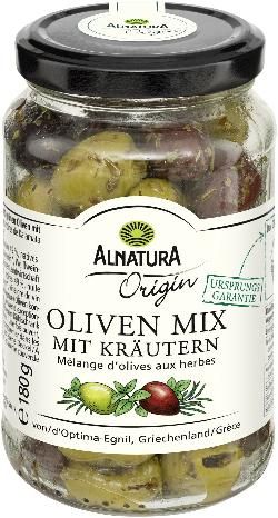 Produktfoto zu Oliven Mix mit Kräutern 180g Alnatura