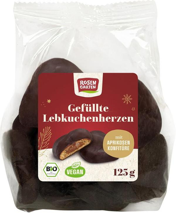 Produktfoto zu Lebkuchenherzen gefüllt 125g Rosengarten