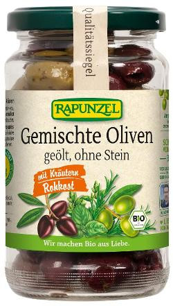 Produktfoto zu VPE Gemischte Oliven mit Kräutern ohne Stein geölt 6x170g Rapunzel