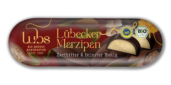 Produktfoto zu Marzipanbrot Zartbitter 50g Lubs