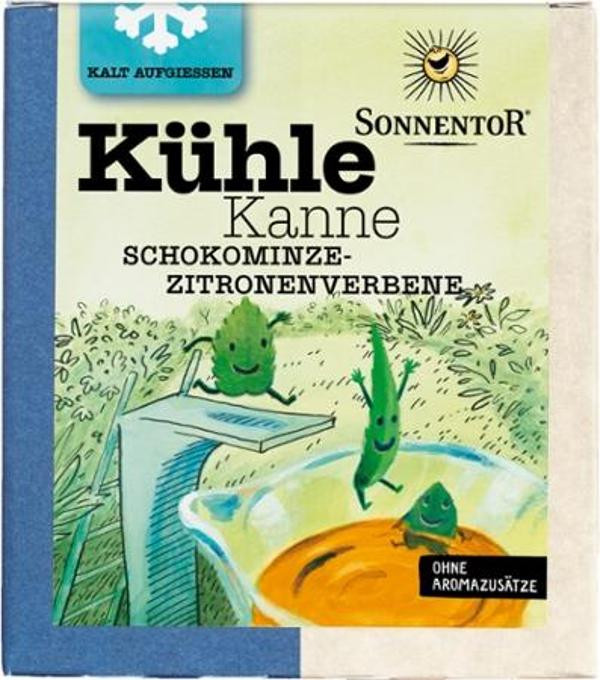 Produktfoto zu Kühle Kanne Schokominze _ Zitronenverbene 16 Btl. Sonnentor