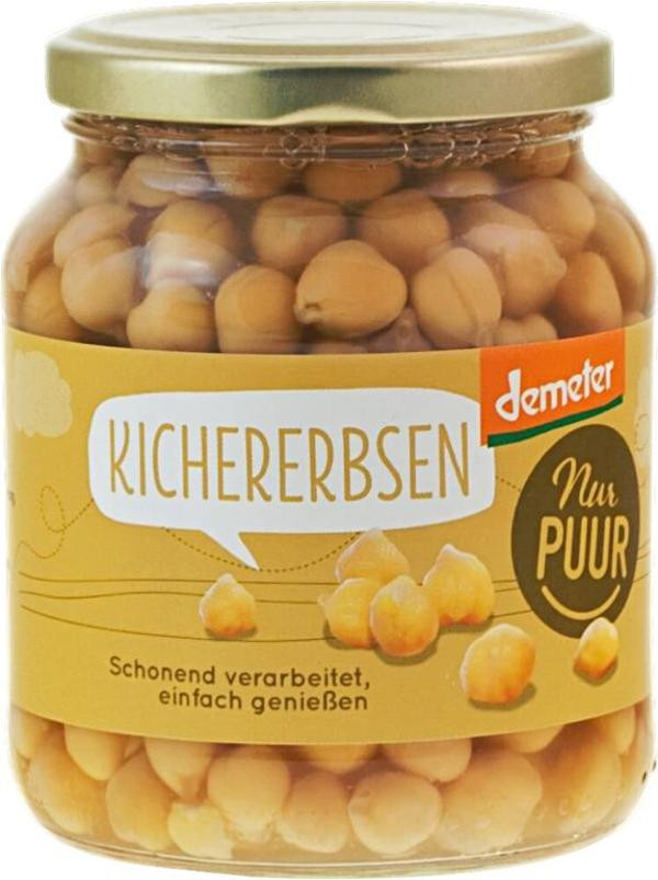 Produktfoto zu Kichererbsen im Glas 350g Nur Puur