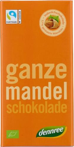 Produktfoto zu VPE Vollmilchschokolade Ganze Mandel 10x100g dennree