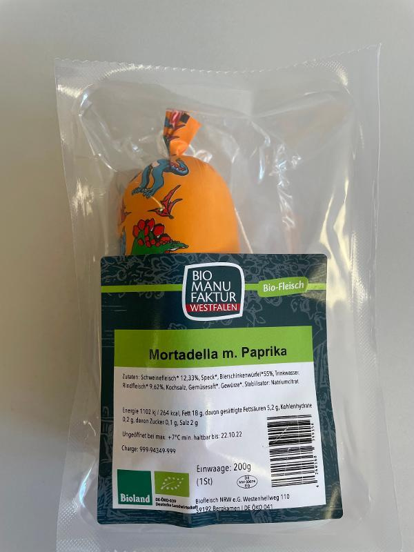 Produktfoto zu Mortadella mit Paprika 200g Bio Manufaktur Westfalen