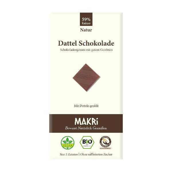 Produktfoto zu Dattel Schokolade Natur 59% Makri