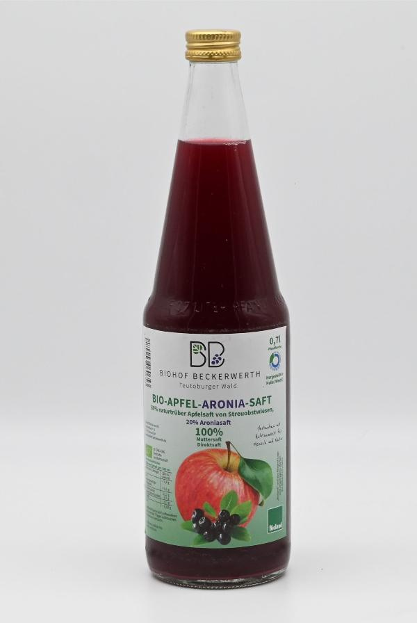 Produktfoto zu VPE Apfel Aronia Saft 12x0,7l Biohof Beckerwerth