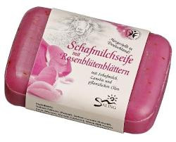 Produktfoto zu Schafmilchseife Rosenblütenblatter Pink 100g Saling Naturprodukte