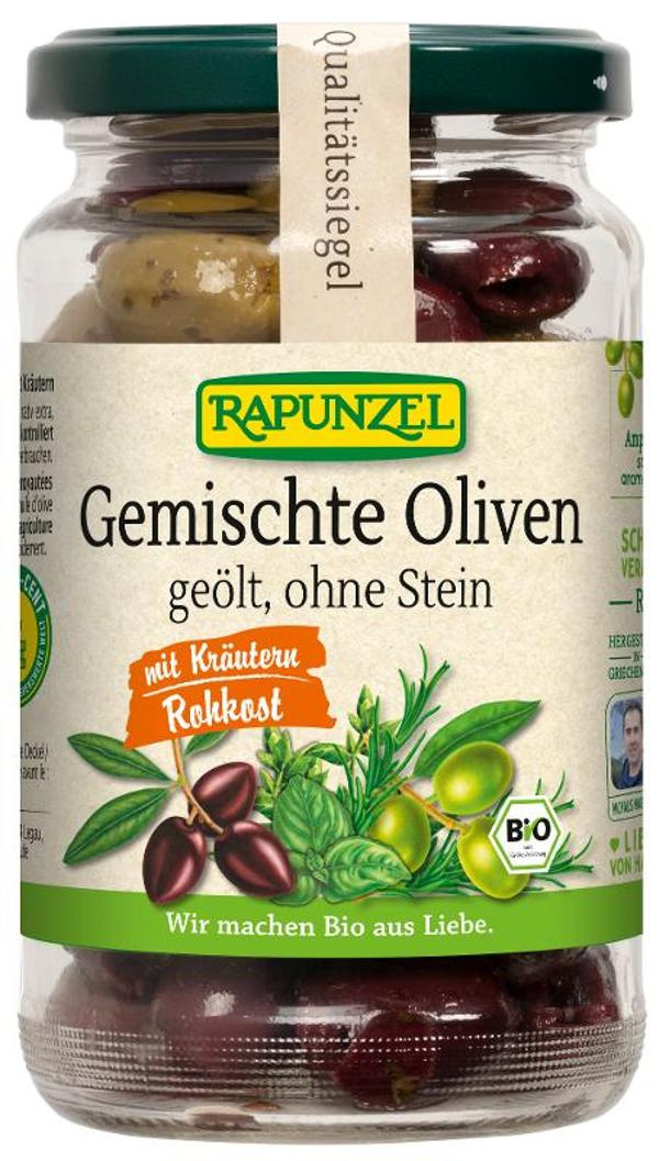 Produktfoto zu VPE Gemischte Oliven mit Kräutern ohne Stein geölt 6x170g Rapunzel