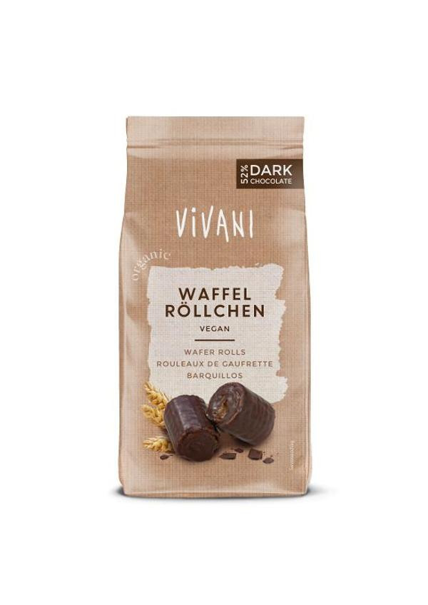 Produktfoto zu Waffel Röllchen Zartbitter 125g Vivani