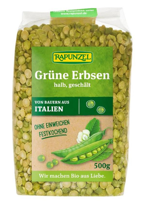 Produktfoto zu Grüne Erbsen, halb, geschält 500g Rapunzel